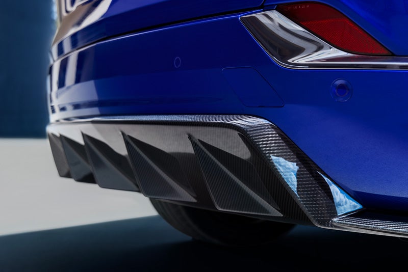 Close-up of the Genuine Carbon Fiber on the Rear End of the 2026 OPTIQ-V | Dutton Cadillac in RIVERSIDE CA